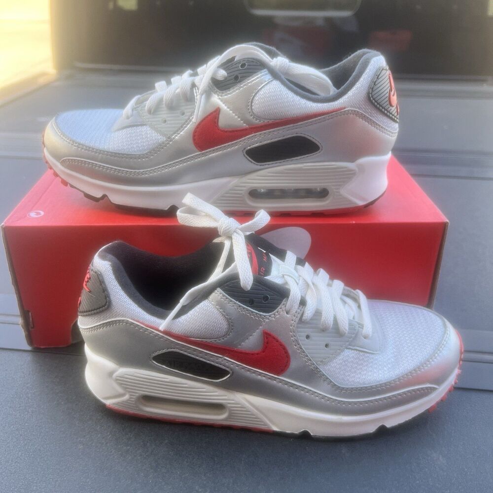 Nike air Max 90 Photon Dust Metallic Silver DX4233 001 Men Sz 8.5 Athletic Shoe